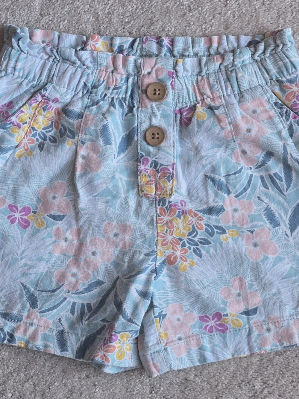 OshKosh B'gosh Light Blue Floral Elastic-Waist Shorts